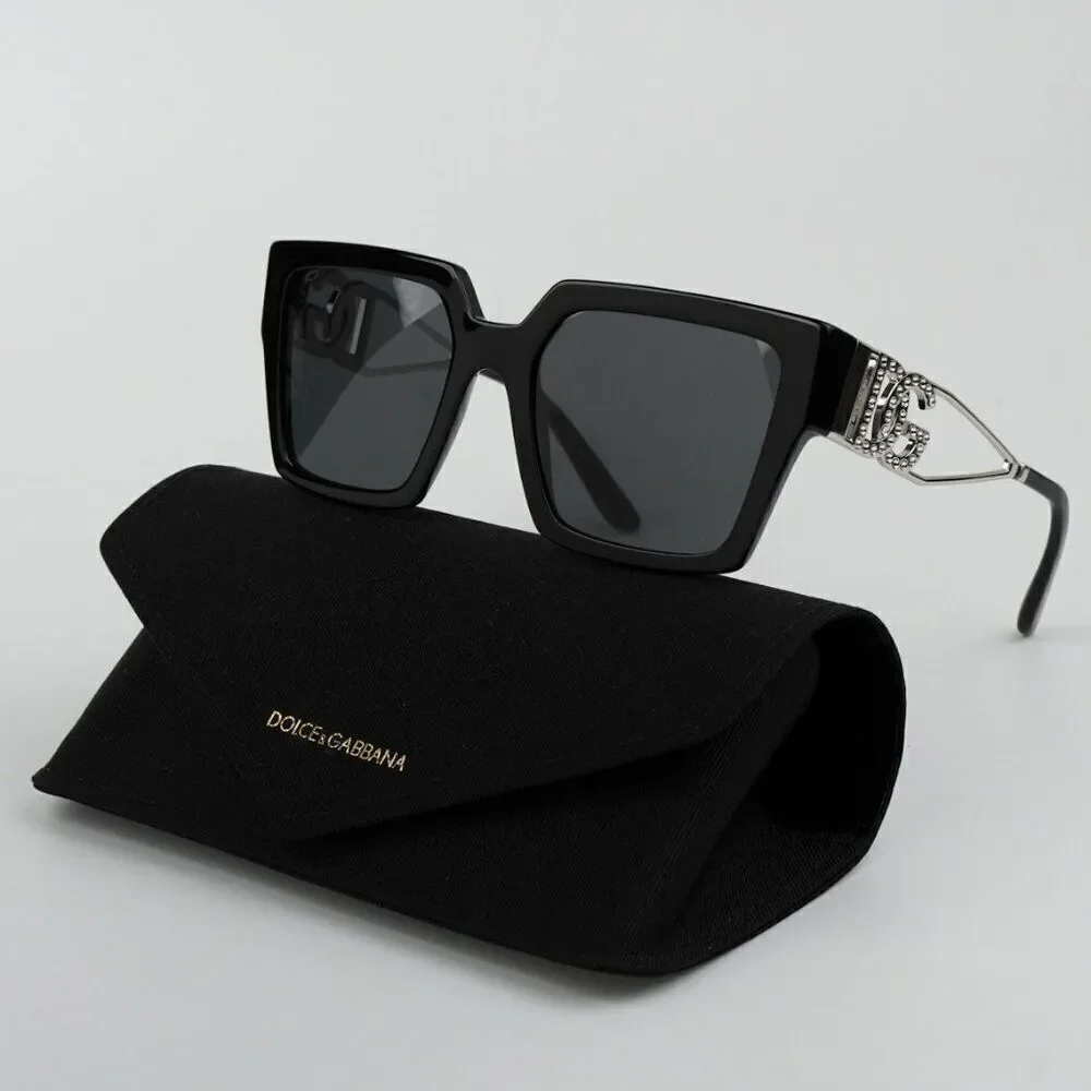 SALE! NEW D&G DG4446B 501/87  Black Silver Dark Gray Square Women Sunglasses